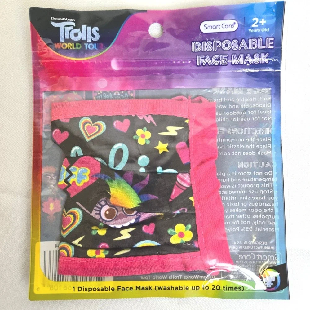 Smart Care DreamWorks Trolls World Tour Disposable‎ Face Mask, 2+ Years Old, New